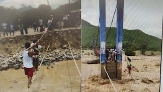 Motupe: pobladores arriesgan sus vidas cruzando el río con ayuda de cuerdas 