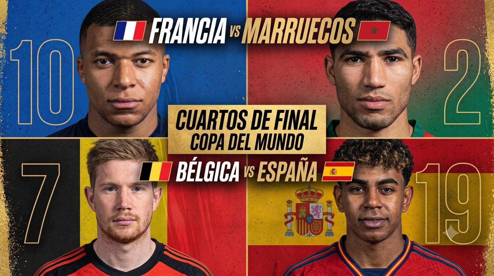 Francia y España se perfilan como favoritas en los cuartos de final del Mundial 2026. (Foto: Betsson)