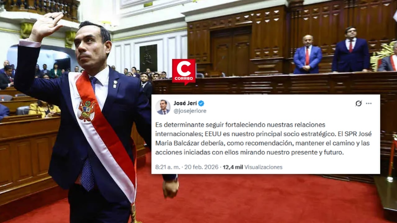 Jerí reaparece y se dirige al nuevo presidente José Balcazar: “Debemos mantener las relaciones internacionales”. Composición: Diario Correo.