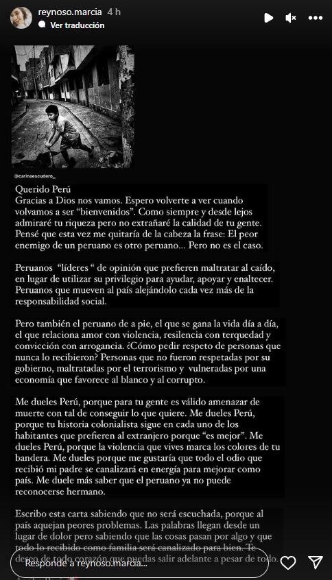 Mensaje de Marcia Reynoso.