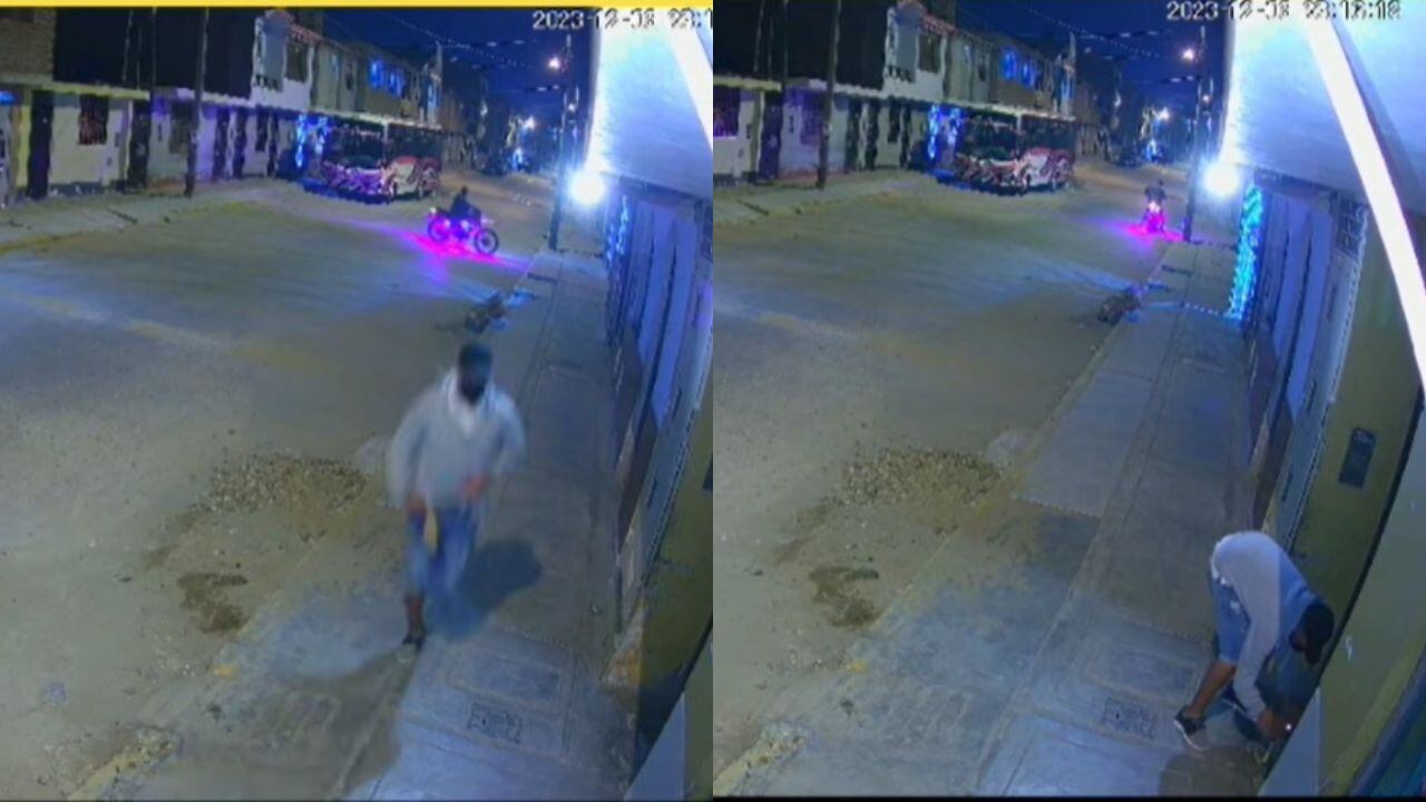 Las cámaras de seguridad registraron el accionar de los extorsionadores que exigen a la autoridad edil un cupo de 50 mil soles.