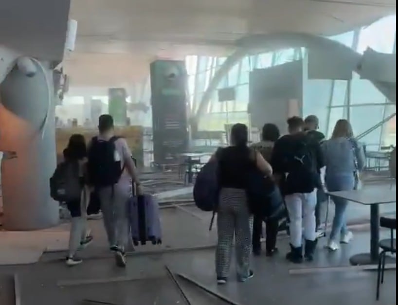 El aeropuerto de Pereira afectado por el terremoto en Colombia. (Captura de video).