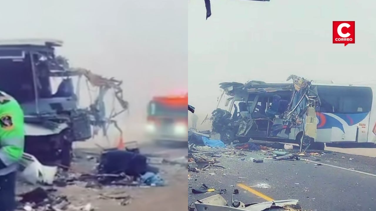 Tacna: cinco personas murieron tras choque de buses interprovinciales en la Panamericana Sur. Composición: Diario Correo.