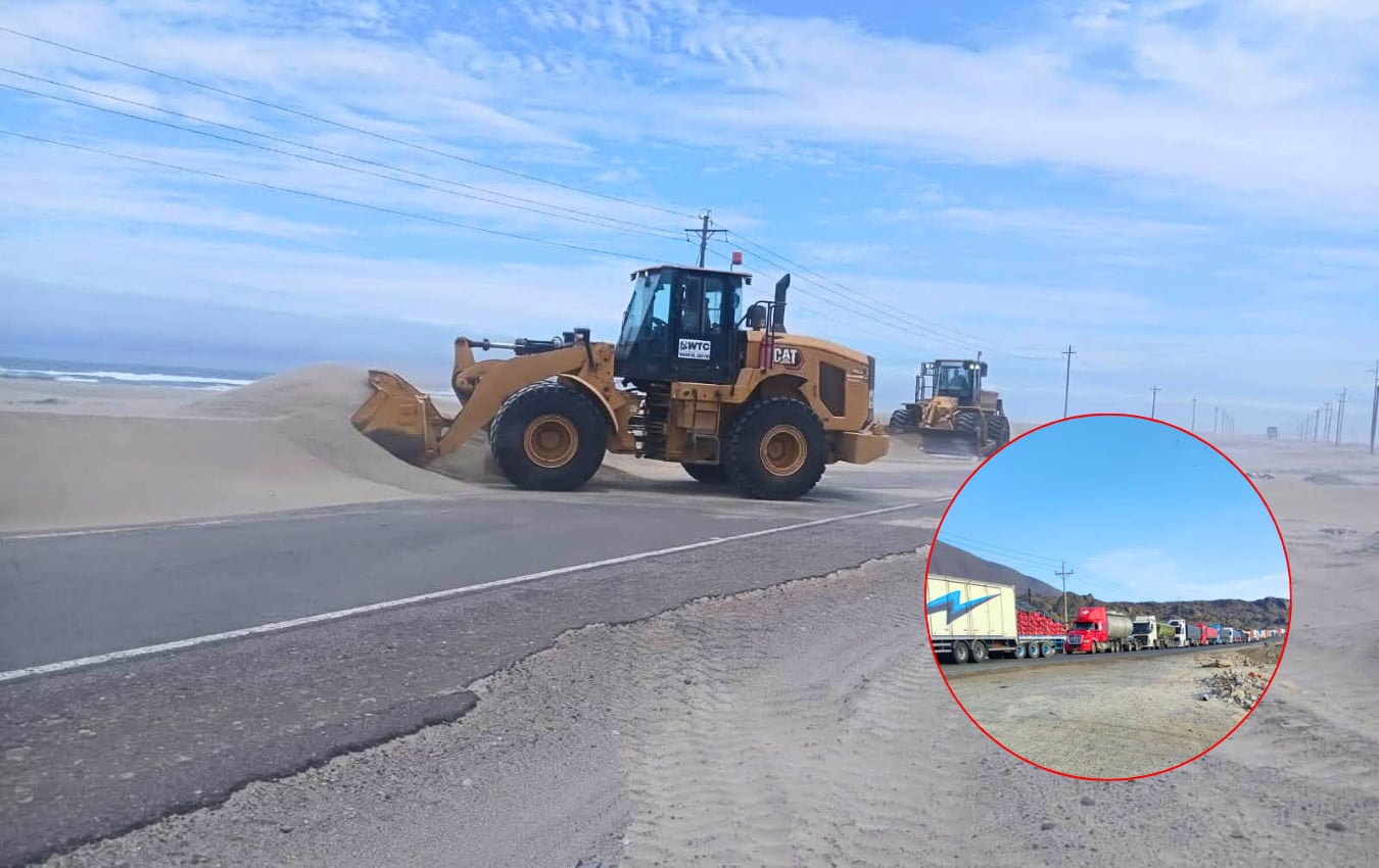 Arena invade la Panamericana Sur en Arequipa y deja decenas de vehículos varados (VIDEO)