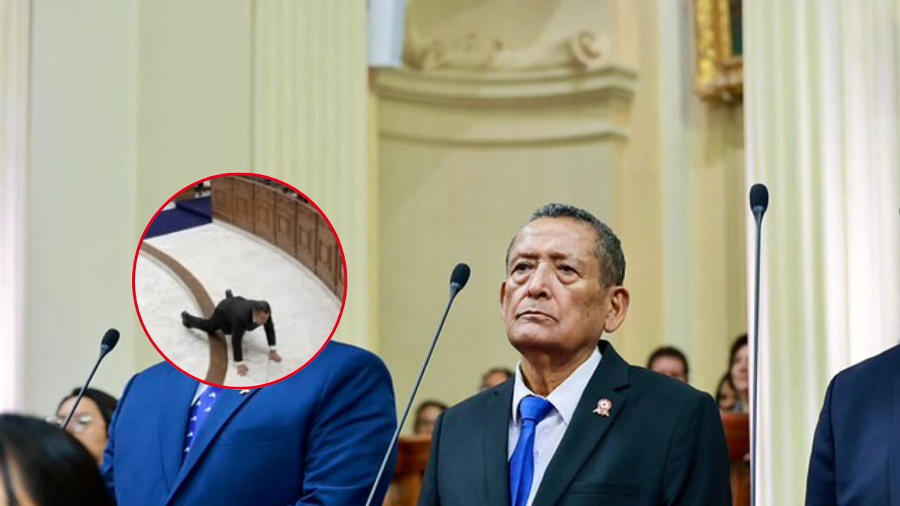 El senador electo se reincorporó tras el accidente y continuó con el acto protocolar sin mayores inconvenientes.