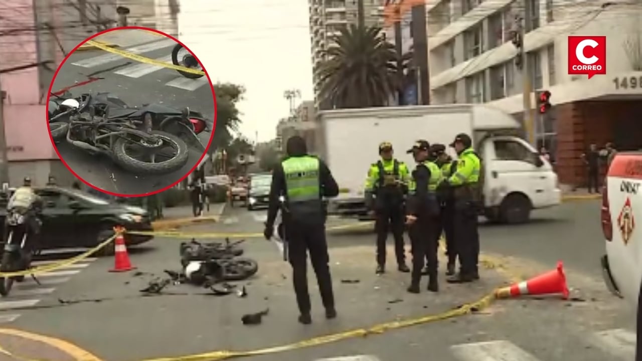 Lince: joven motociclista perdió la vida tras chocar contra una camioneta en la avenida Petit Thouars. Composición: Diario Correo.