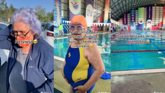 Abuelita se hace viral tras asistir a su primera clase de natación en 80 años