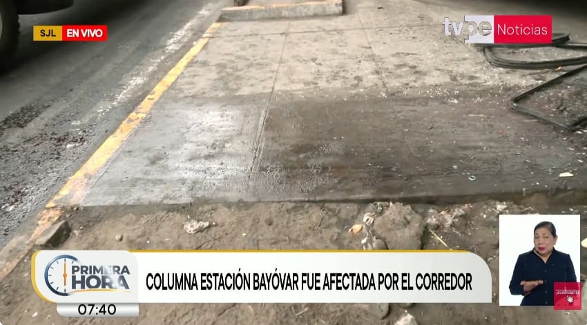 Un líquido aceitoso y oscuro fue detectado en el lugar del accidente. Fuente: TV Perú.