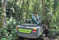 Destruyen excavadora de S/200 mil y campamento vinculados a presunta minería ilegal en Huánuco