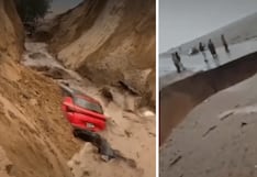 Huaico bloquea carretera Costanera Sur entre Ilo y Tacna y deja vehículo atrapado