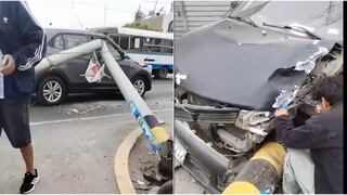 Ica: vehículo choca contra poste, causa el colapso y cae sobre camioneta
