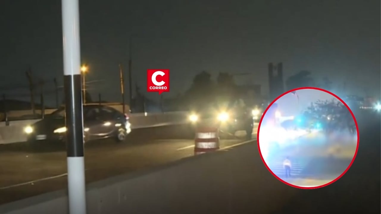 Nuevo accidente en la Vía Expresa Sur dejó dos heridos tras choque entre motocicleta y ciclista. Composición: Diario Correo.