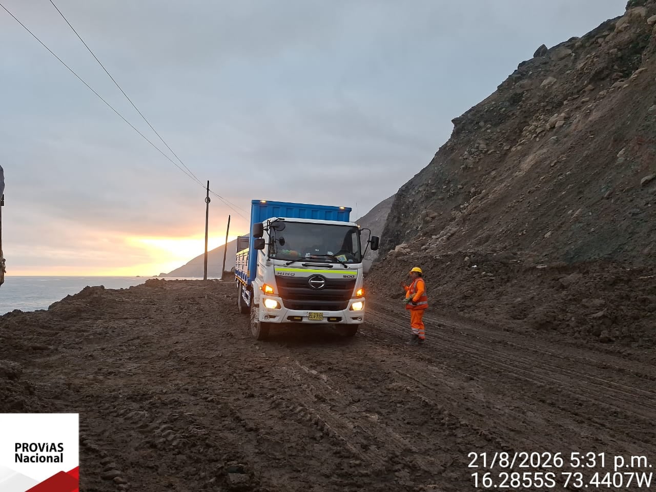 Tránsito restringido en la Panamericana Sur, tramo Atico-Ocoña, en Arequipa. Foto: MTC.