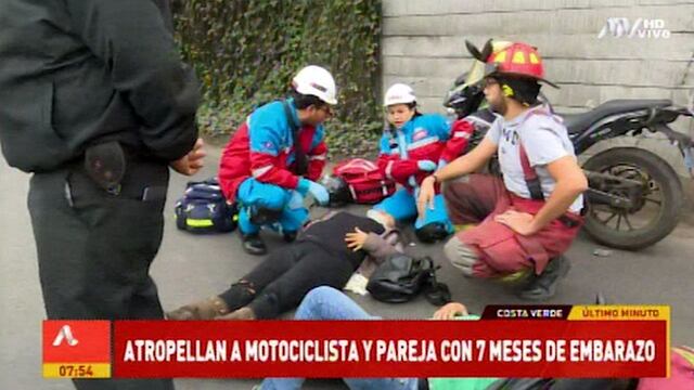 Barranco: Mujer de 7 meses de embarazo y su pareja sufrieron accidente en la Costa Verde (VIDEO)