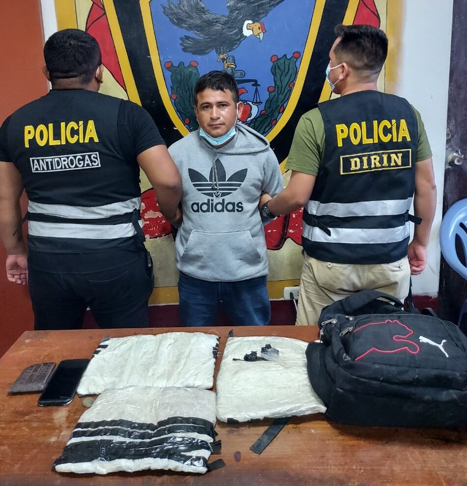 David Mejía Córdova también deberá pagar S/4,000 como reparación civil. Él traía el estupefaciente del sur del país