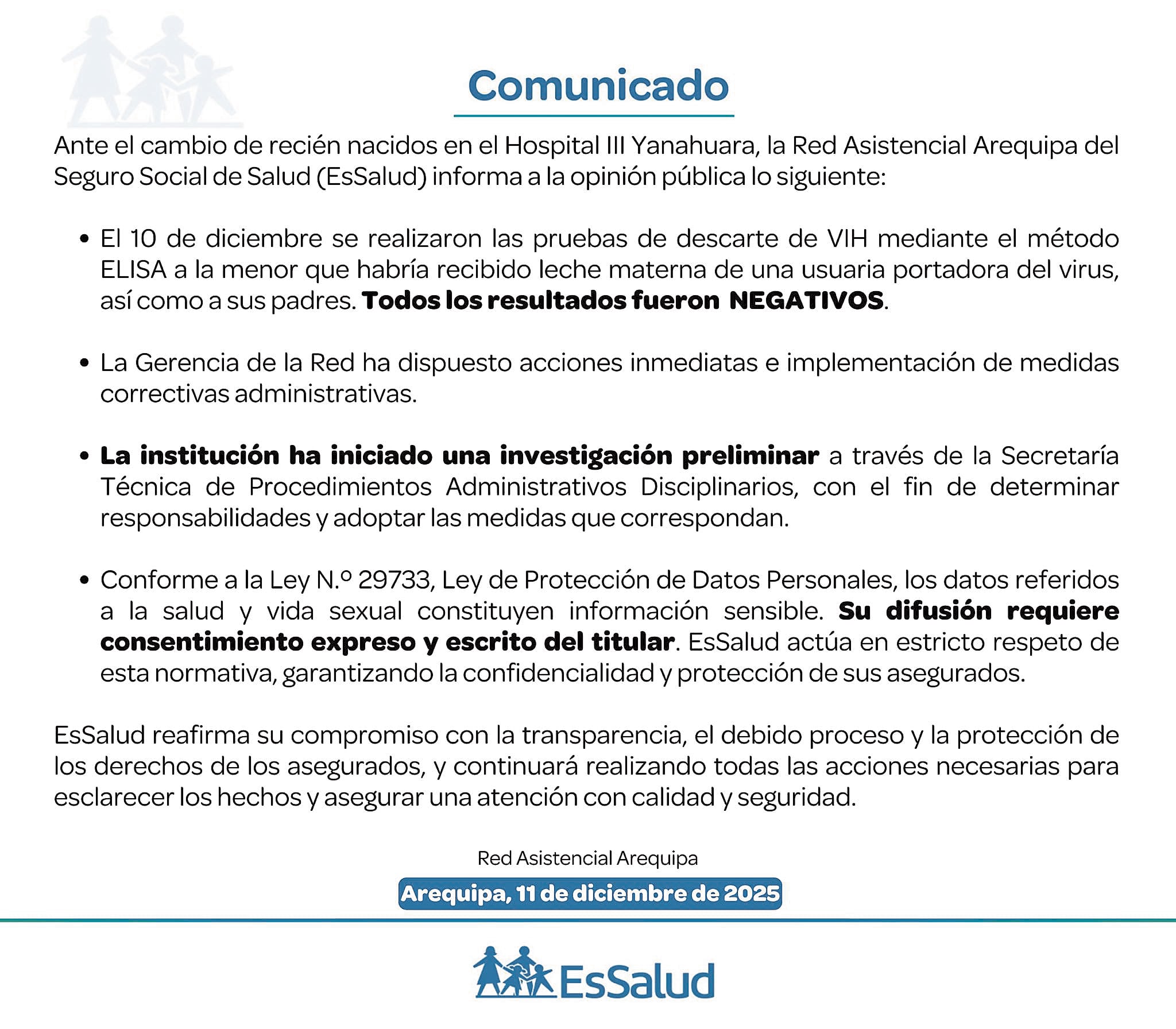 Comunicado de EsSalud Arequipa