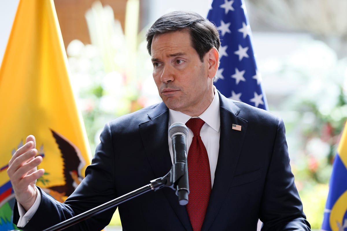 El secretario de Estado de Estados Unidos, Marco Rubio, habla durante una rueda de prensa en Quito, Ecuador, el 9 de septiembre de 2026. (José Jácome / EFE)