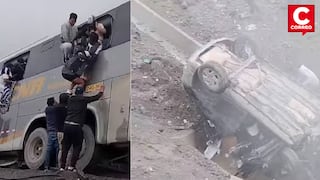 Choque frontal entre bus y auto deja cuatro muertos y varios heridos en Canta-Huayllay