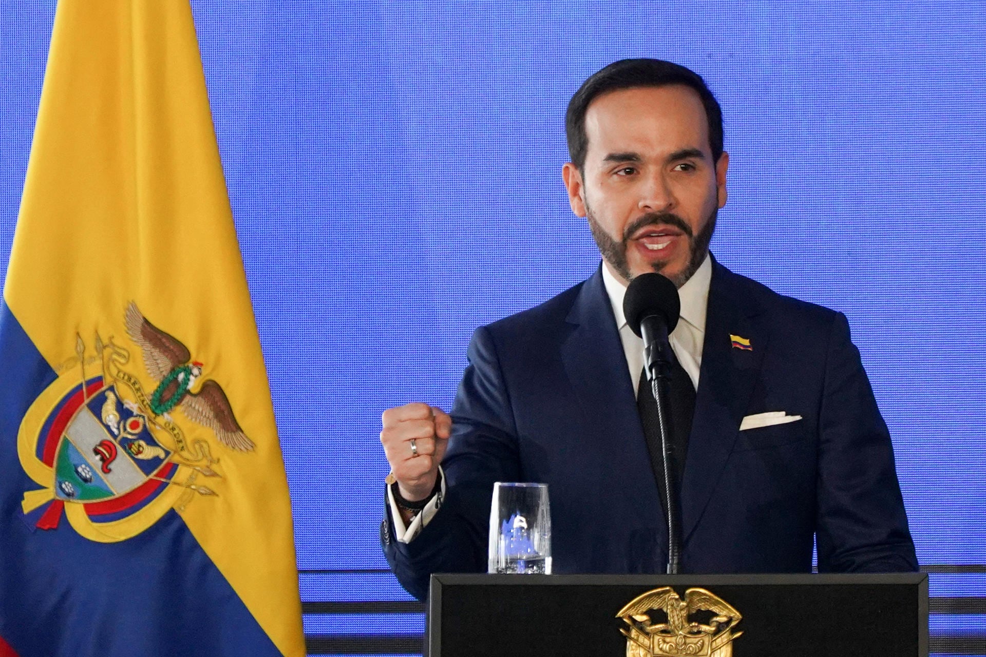 El presidente de Colombia, Abelardo de la Espriella, habla en la Reunión de Alcaldes 2026 del Banco Interamericano de Desarrollo (BID). (Foto: EFE/ Pablo R. Seco).