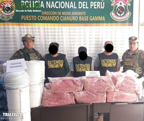 La Libertad: Policía detiene a tres hombres e incauta explosivos en Pataz