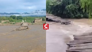 Lambayaque: colapsan tres puentes artesanales por aumento del caudal en río Zaña, Oyotún (VIDEO)