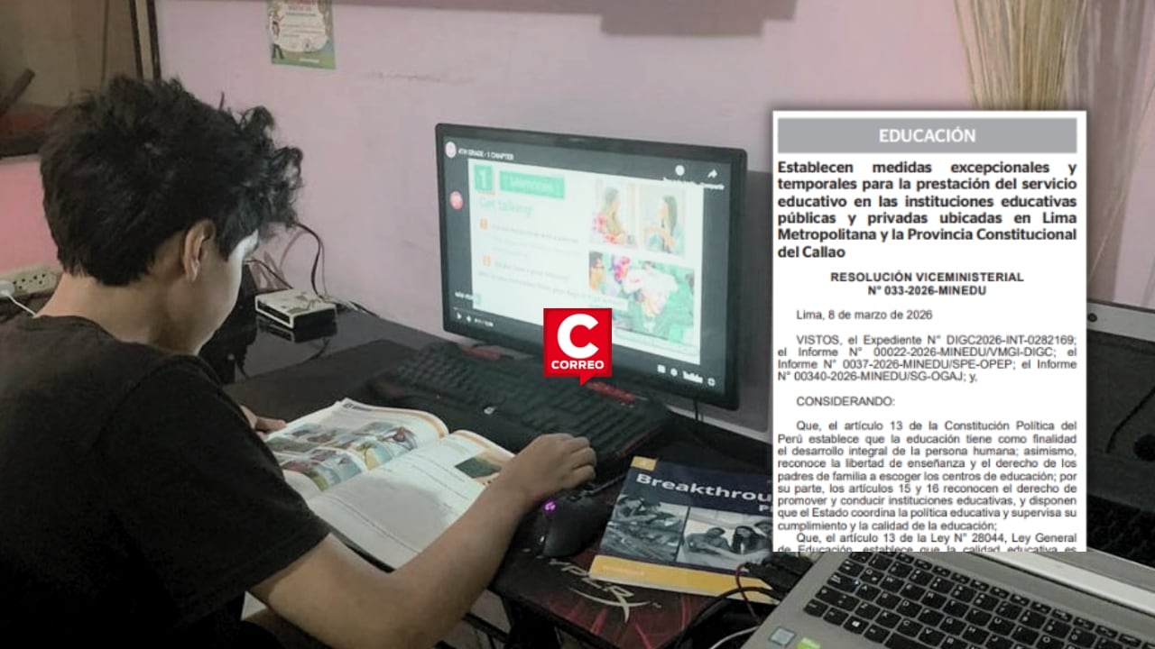 Minedu oficializa clases virtuales en Lima y Callao hasta el 14 de marzo por crisis de combustible. Composición: Diario Correo.