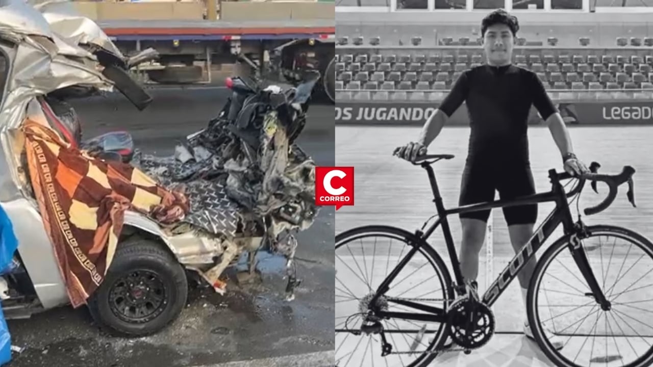 VES: campeón nacional de ciclismo murió en accidente entre combi y bus en la Panamericana Sur. Composición: Diario Correo.