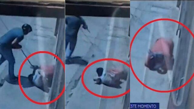 Delincuente arrastra a mujer con bebé para robar S/ 40 mil y dispara a esposo que intentó defenderla (VIDEO)