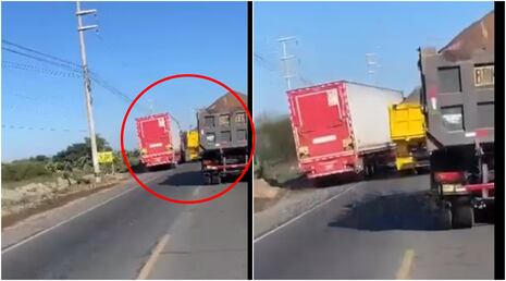 Pisco: captan peligrosa maniobra de tráiler en la vía Los Libertadores