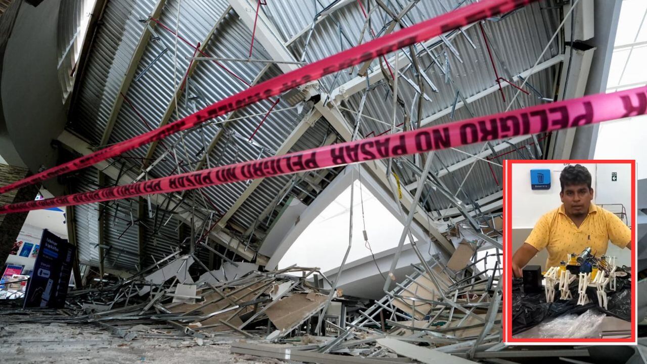 Estudiantes de Ingeniería Mecatrónica se suman al rescate de personas que podrían estar atrapadas en medio de los escombros del patio de comidas.
