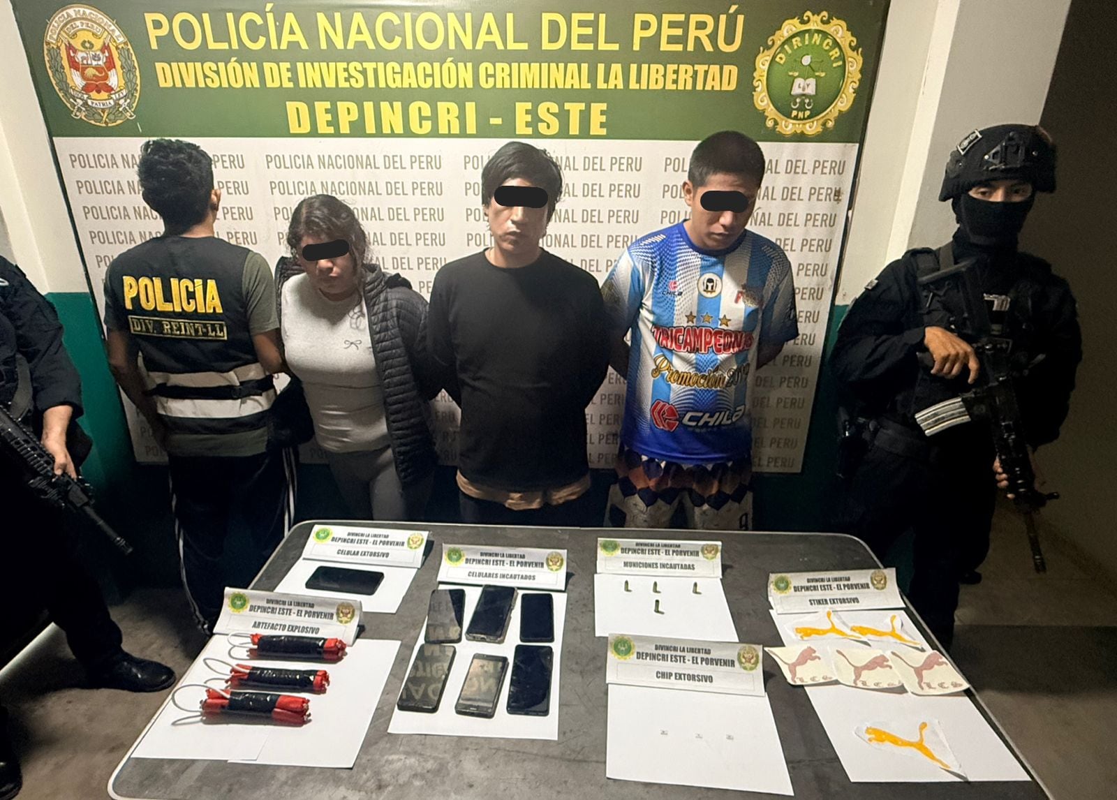 Región Policial La Libertad atrapó a cinco presuntos integrantes de la banda delictiva “La Rebelión del Norte” en el distrito de El Porvenir.