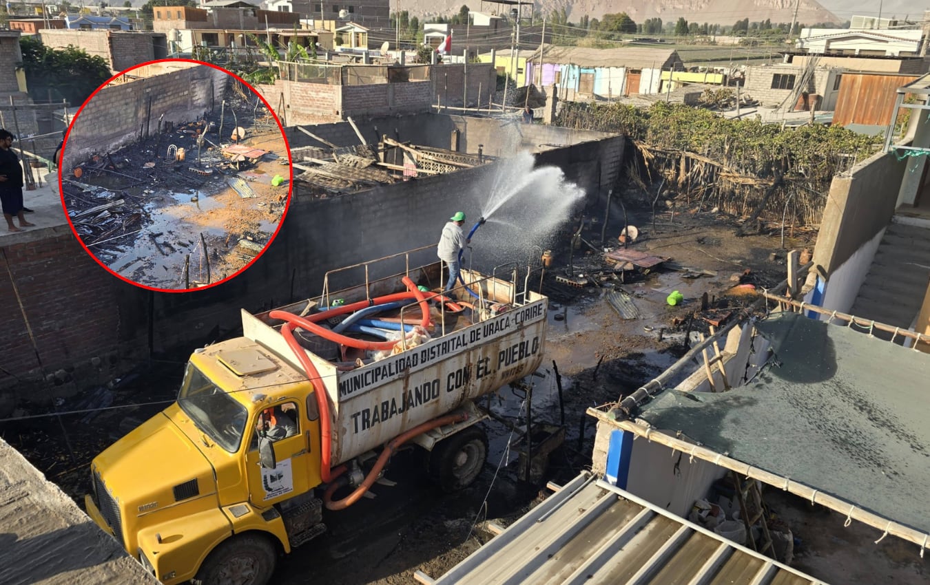 Incendio en Uraca-Corire dejó al menos tres viviendas afectadas. Foto: Municipalidad de Uraca-Corire.
