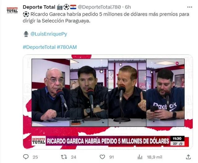 Prensa paraguaya revela el sueldo que recibiría Ricardo Gareca en la selección de Paraguay.