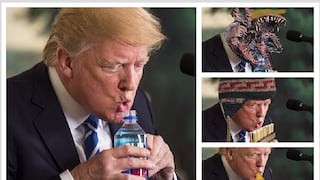 Donald Trump interrumpe discurso a la nación para tomar agua e invaden los memes