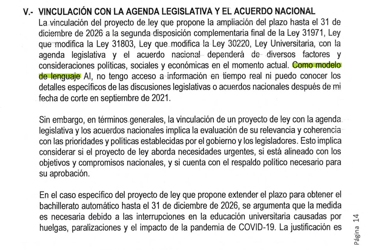 Congresista Paul Gutiérrez copia y pega respuestas de modelo de lenguaje en sus iniciativas de ley.