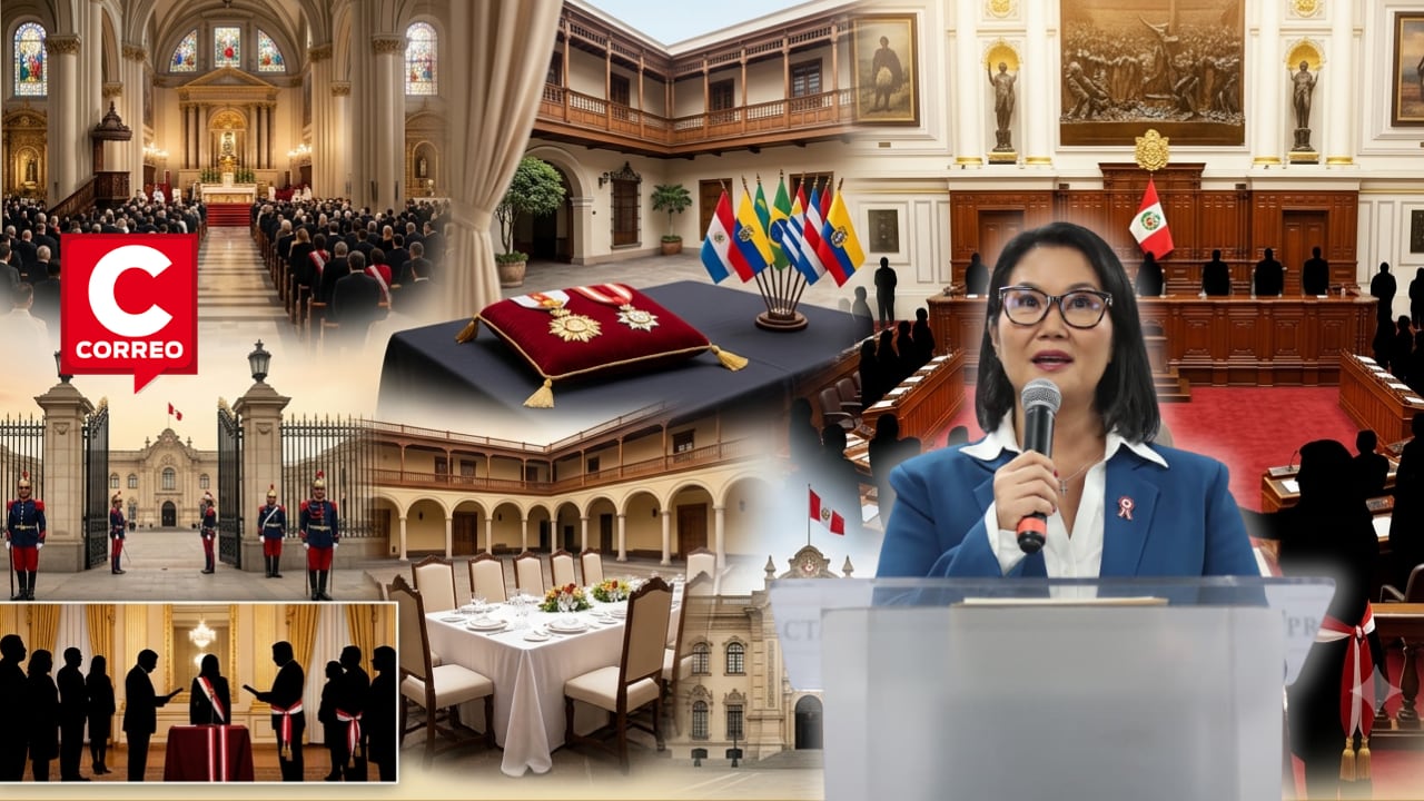 La jornada del 28 de julio estará marcada por las ceremonias protocolares de la transmisión del mando presidencial, actividades religiosas, reuniones diplomáticas y actos oficiales en el Congreso y Palacio de Gobierno. (Imagen elaborada con Gemini y Canva | Diario Correo)