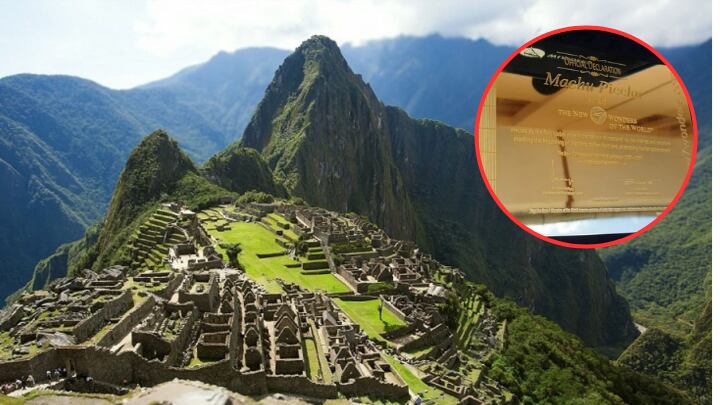 Placa que reconoce a Machu Picchu como maravilla del mundo desapareció. Foto: Andina