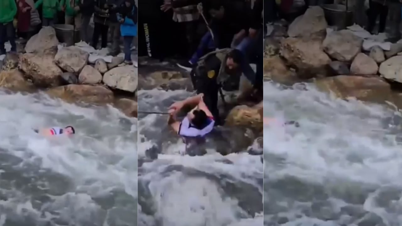 Durante una tradicional celebración en Huariaca, un ciudadano fue arrastrado por la corriente del río Huallaga. Un policía logró rescatarlo a pocos metros de una tragedia.