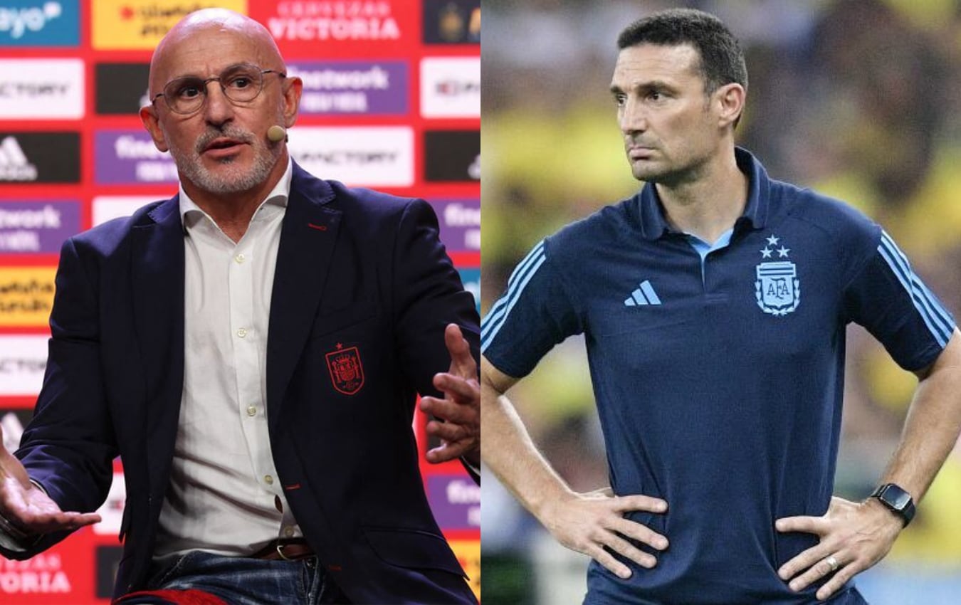 Luis de la Fuente (España) y Lionel Scaloni (Argentina) tendrá un emotivo reencuentro en la final del Mundial 2026. Foto: AFP.