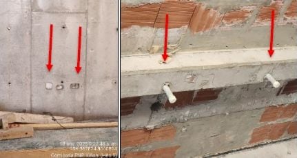 Observan presencia de tuberías e insertos de instalaciones eléctricas en columnas. (Foto: Difusión)