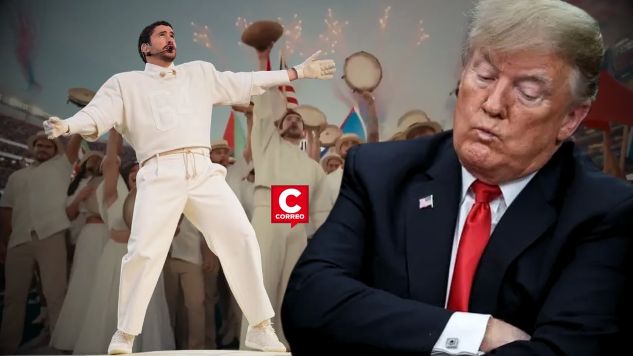Donald Trump critica homenaje latino de Bad Bunny en el Super Bowl: “De los peores de la historia”. Composición: Diario Correo.