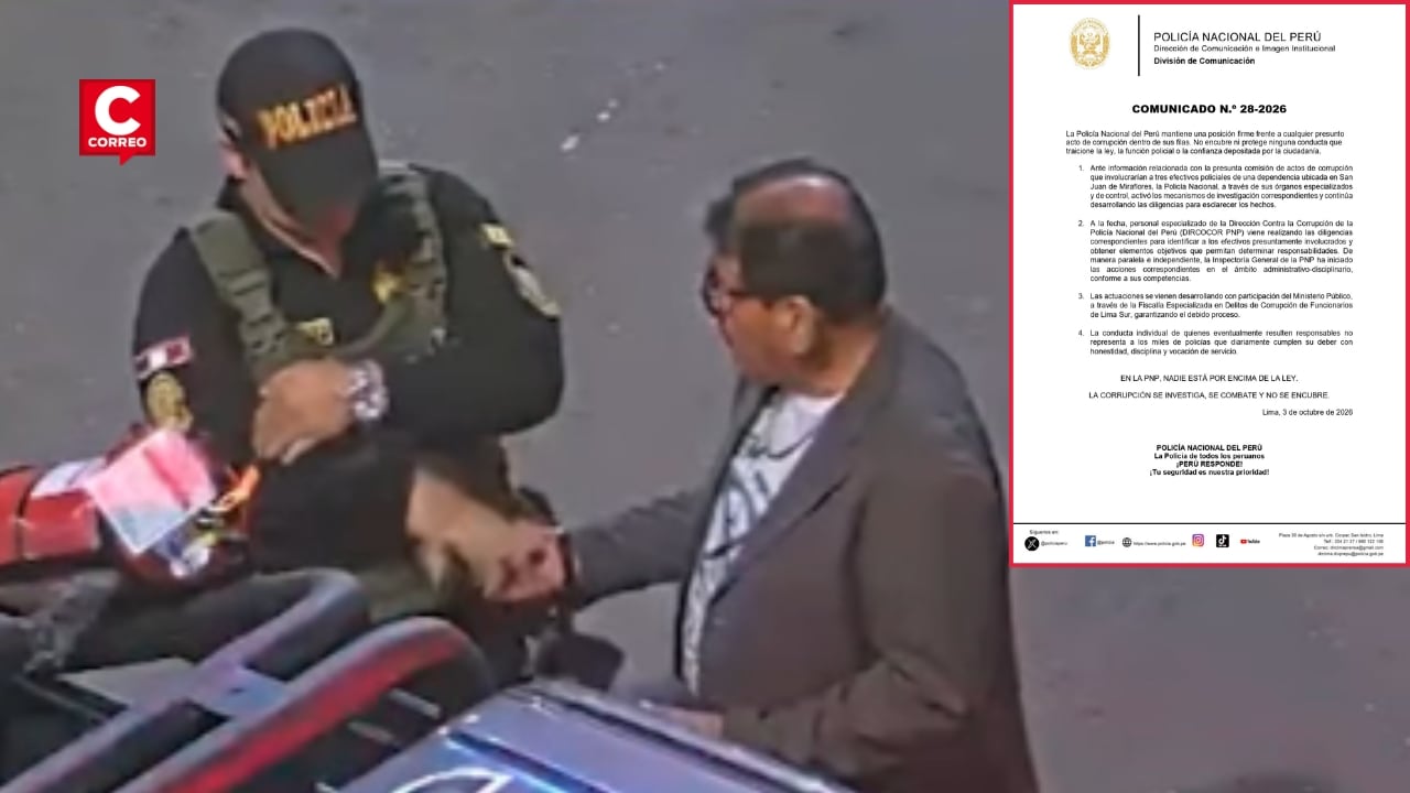 PNP investiga a policías captados recibiendo dinero durante actividad política en San Juan de Miraflores Composición: Diario Correo.