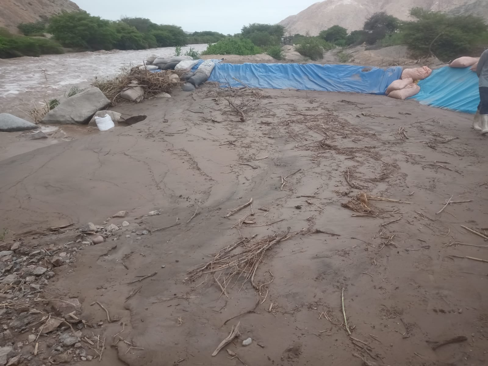 Desborde del Río Anexo de Pescadores, en Ocoña, provincia de Camaná, pone en peligro a pobladores. Foto: Municipalidad de Ocoña.