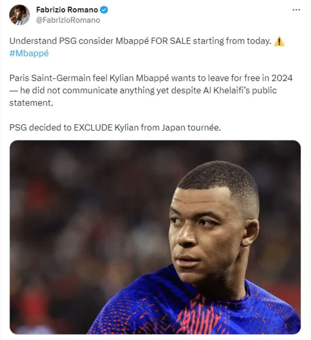 Publicación de Fabrizio Romano. (Foto: captura de Twitter)