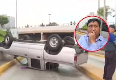 Camioneta del Congreso hace uso indebido de vía del Metropolitano: Se despistó y volcó en Cercado de Lima