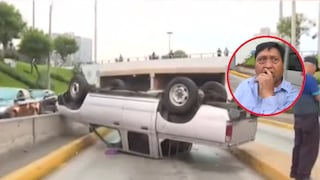 Camioneta del Congreso hace uso indebido de vía del Metropolitano: Se despistó y volcó en Cercado de Lima