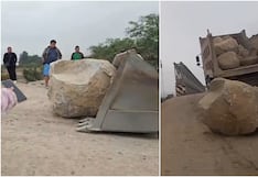 Nasca: exigen mayores medidas de seguridad tras caída de enormes rocas de un volquete
