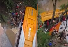 Bus cae a barranco en carretera Fernando Belaunde Terry en San Martín