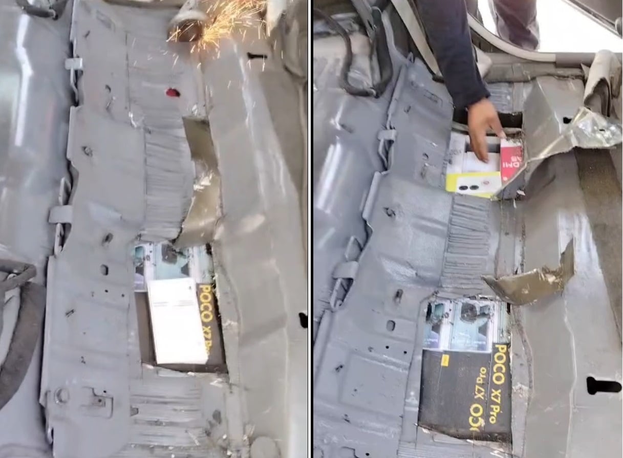 Con instrumentos de corte se descubrió la "caleta" donde estaban los celulares