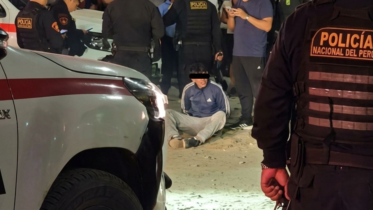 Víctima y sus secuaces intentaban darse a la fuga por el centro poblado de El Milagro. Agentes detuvieron a tres, entre ellos un menor de edad, con arma, granada y explosivos.